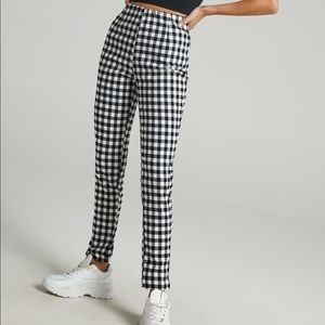 SHOWPO Business District Ankle Grazer Pants In Black Gingham